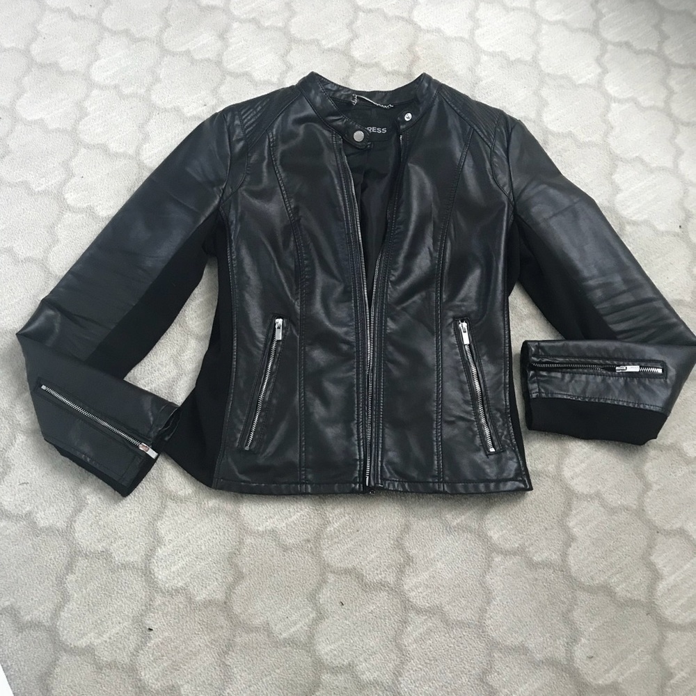 Faux leather moto jacket